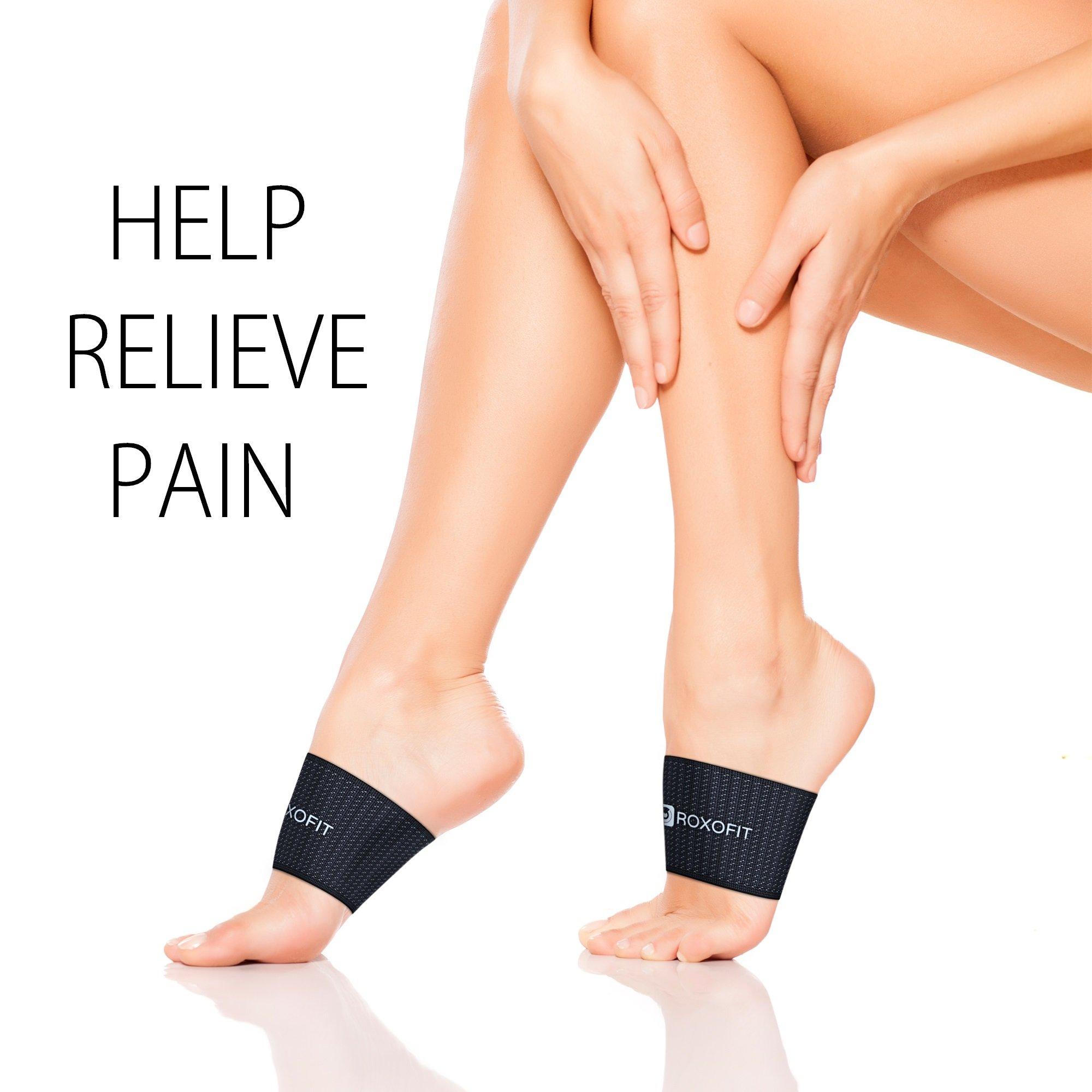 Roxofit ROXOFIT Copper Arch Relief Plus Support Compression Band - Plantar Fasciitis Fit Elastic Foot Sleeve Wrap For Pain, Sore, High, Low Arches, Flat Feet As Seen On TV For Men, Women (White logo, Large)