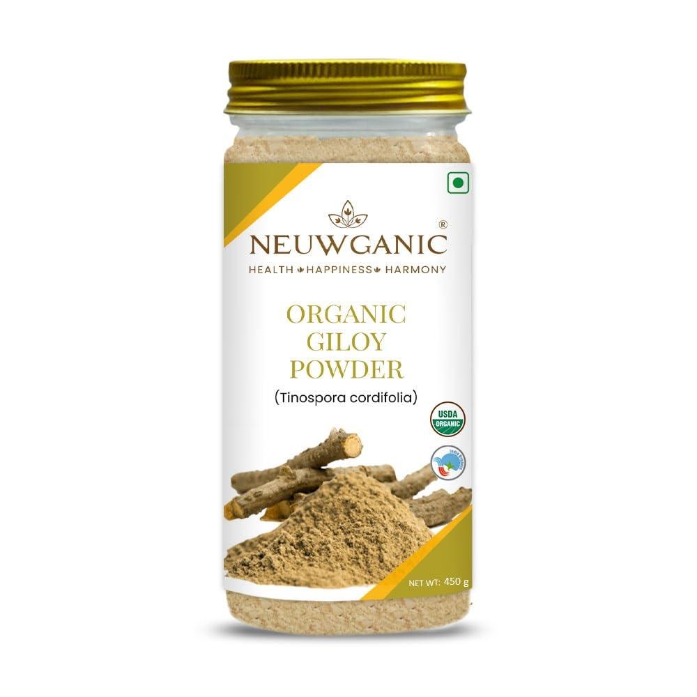 Neuwganic Neuwganic Organic Giloy Powder (Stem) - India Organic and USDA Organic Certified - Reduces Inflammation, Detoxifies Body, Improves Liver Function, Regulates Blood Sugar - 450 Gm