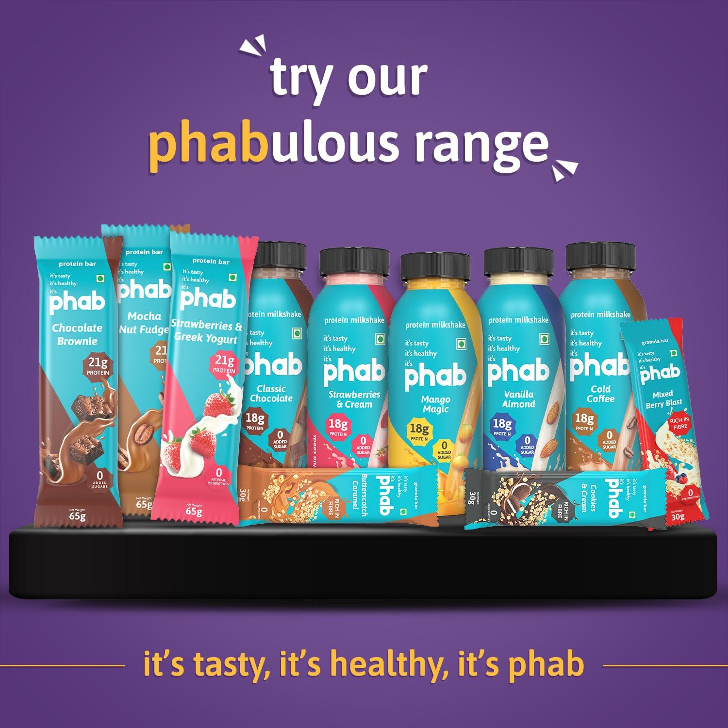 Phab Phab Peanut Butter 5g Protein Bar| Energy & nutrition | High Fibre & Gut-friendly | Sweetened with Honey,Trans Fat Free & No Preservatives | Loaded With 21% Nuts | Healthy & Tasty(Pack of 6 x 35g)