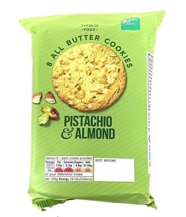 Generic Marks & Spencer 8 All Butter Pistachios & Almond Cookies 200g (Imported) (UK)