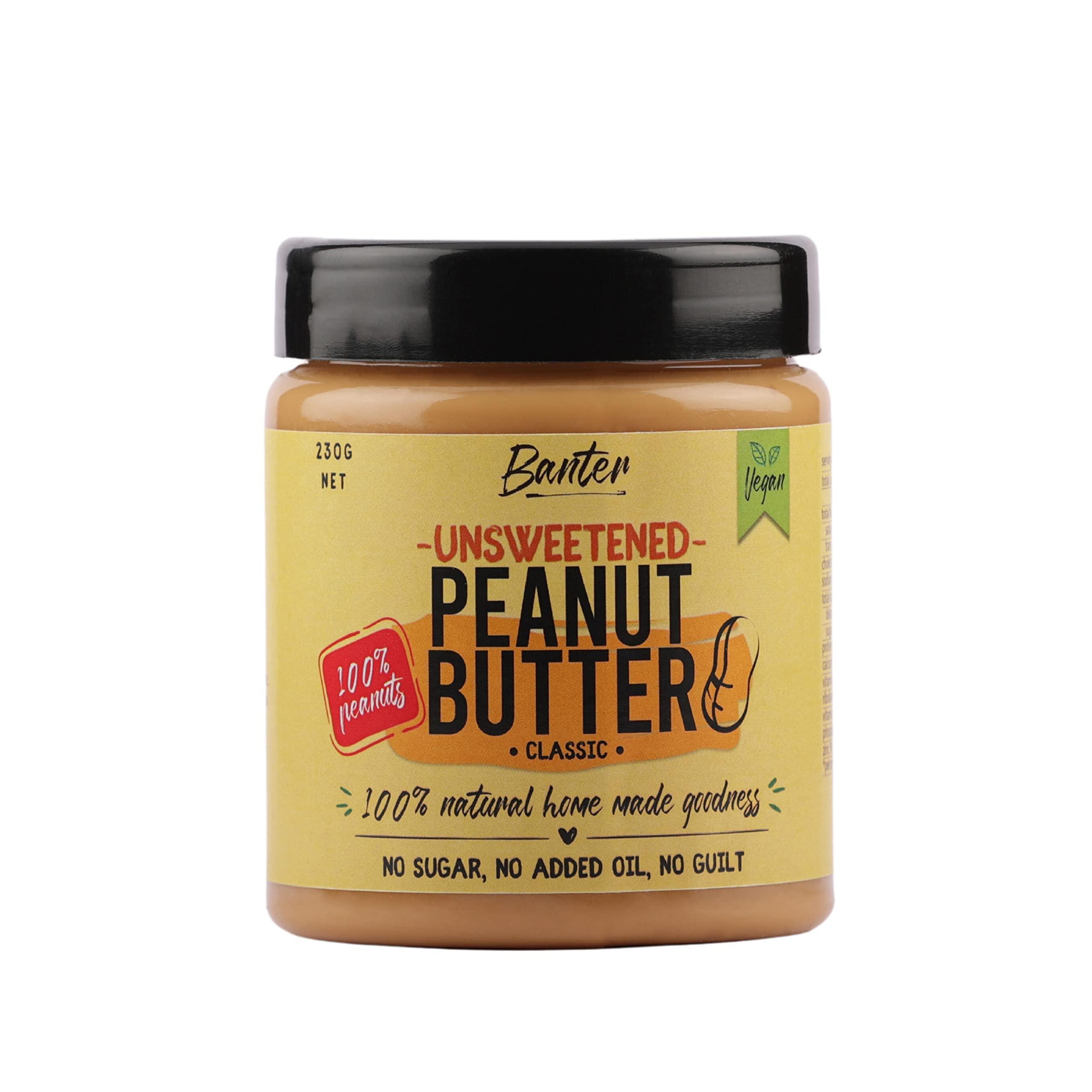 Banter Banter Homemade Goodness With Classic Peanut Butter - 100% Natural, Crunchy, Unsweetened, No Added Oil Or Sugar, Perfect For Peanut Lovers! - 230 Gram