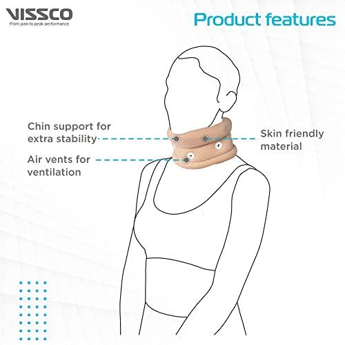 Vissco Vissco Cervical Collar With Chin Support, Neck Support for Stability & Relieves From Neck Pain, Excessive strain on the neck muscles - Small (Beige)