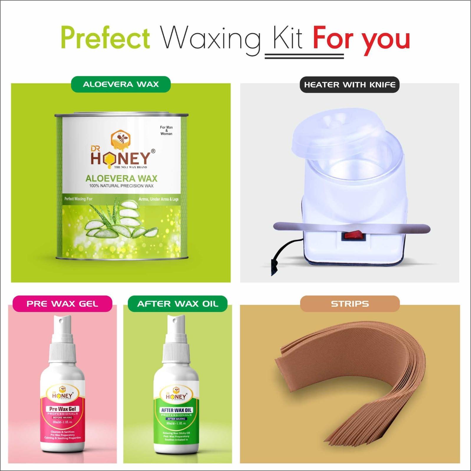 dr honey DR.HONEY Body Waxing Kit Aloe vera wax after before oil heater knife honey wax combo