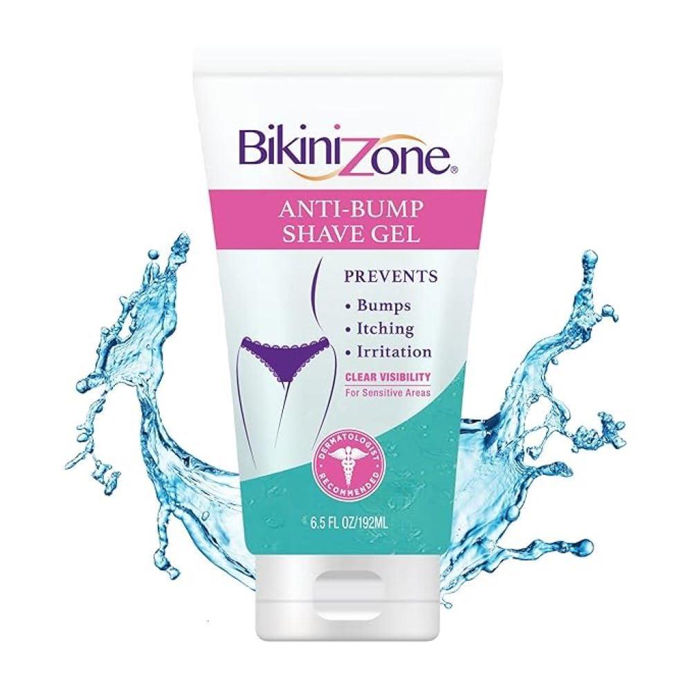 Bikini Zone Bikini Zone Anti-Bumps Shave Gel - Close Shave w/ No Bumps, Irritation, or Ingrown Hairs - Dermatologist Recommended - Clear Full Body Shaving Cream (5 oz)