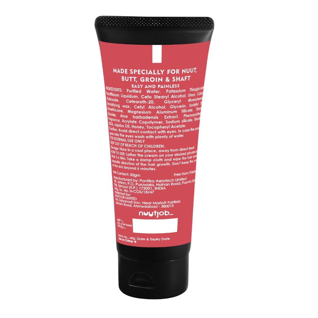 NUUTJOB Nuutjob Intimate Hair Removal Cream for Men Painless Hair Removal for Groin, Butt, and Shaft | Gentle & Fast-Acting Cream for Sensitive Skin 50 gm