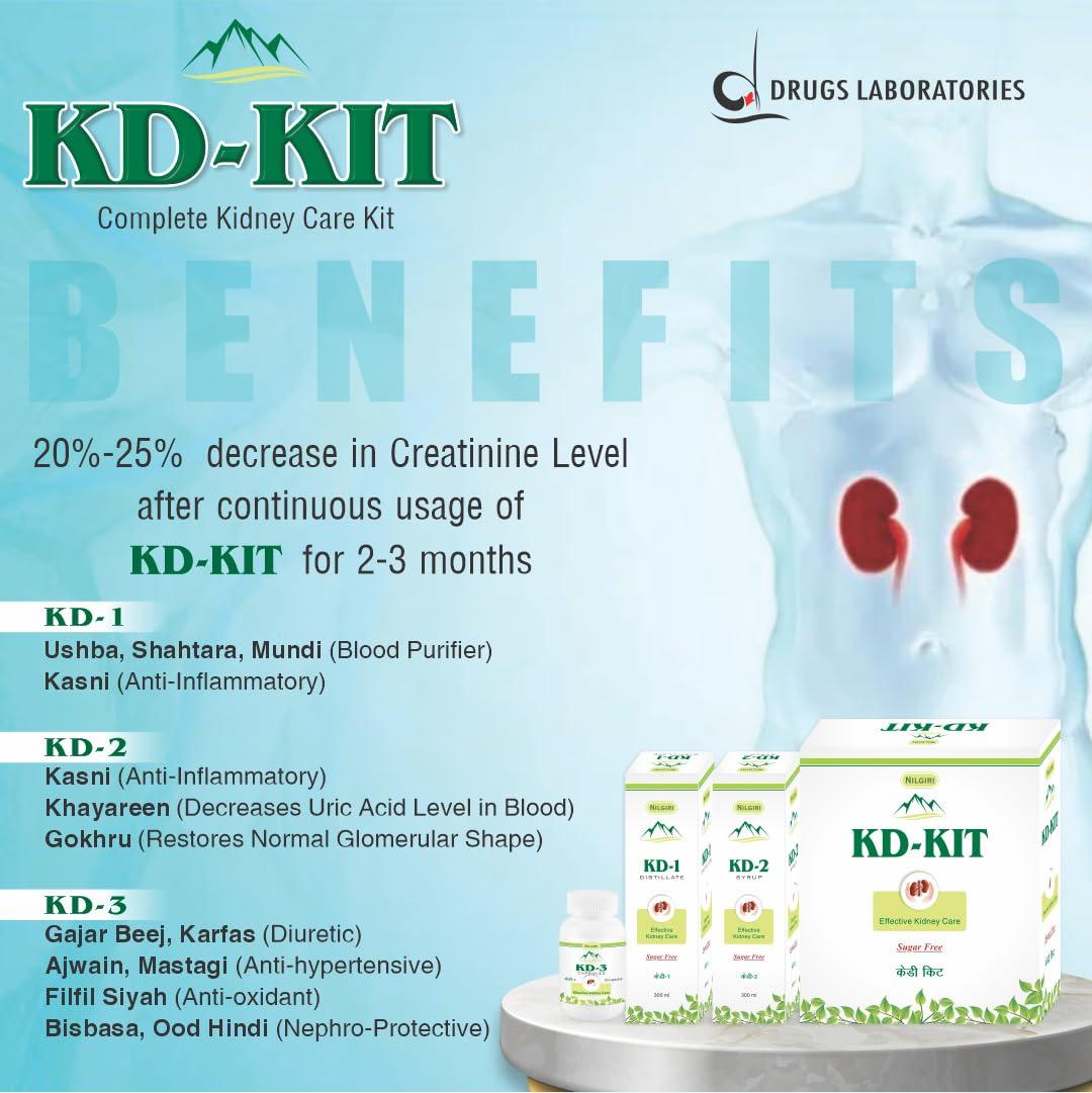 Drugs Laboratories KD KIT for Effective Kidney Care | Complete Kidney Care Kit | Kidney Support Ayurvedic Health Supplement
