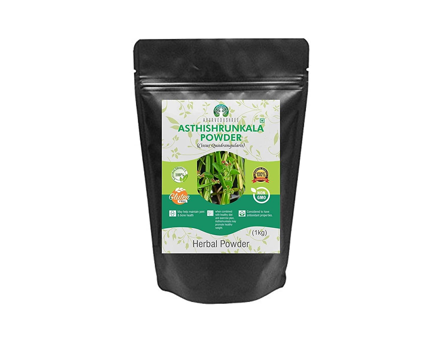 Ayurvedashree Asthishrunkala Powder Cissus quadrangularis 1 kg Pack (Cissus quadrangularis) - Hadjod - Cissus Quadrangularis - 1 KG Pack - Non GMO - Gluten Free