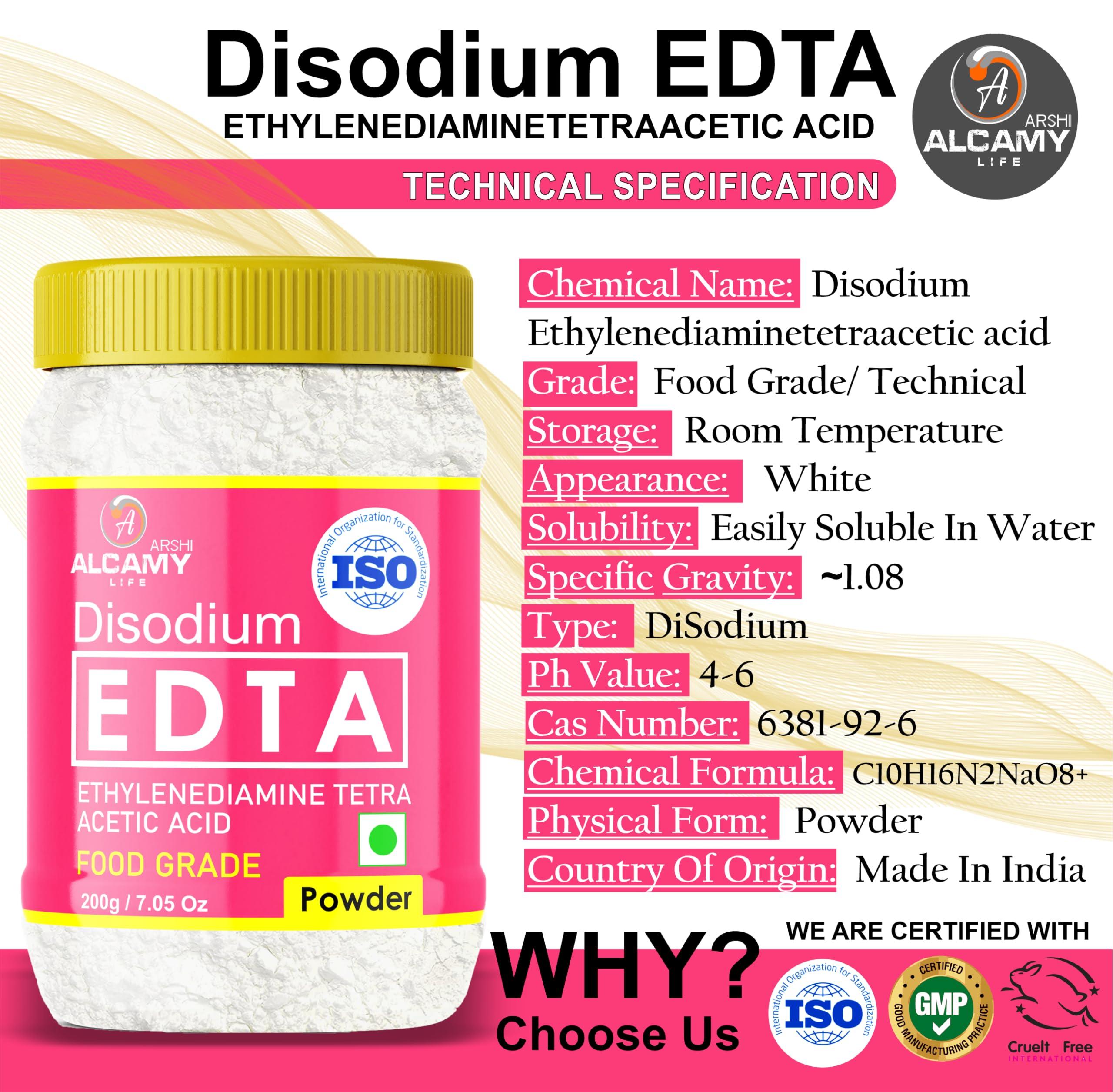 ARSHI A ALCAMY LIFE AAAL 100% Pure Disodium EDTA Powder (Food Grade) (200 GRAM)