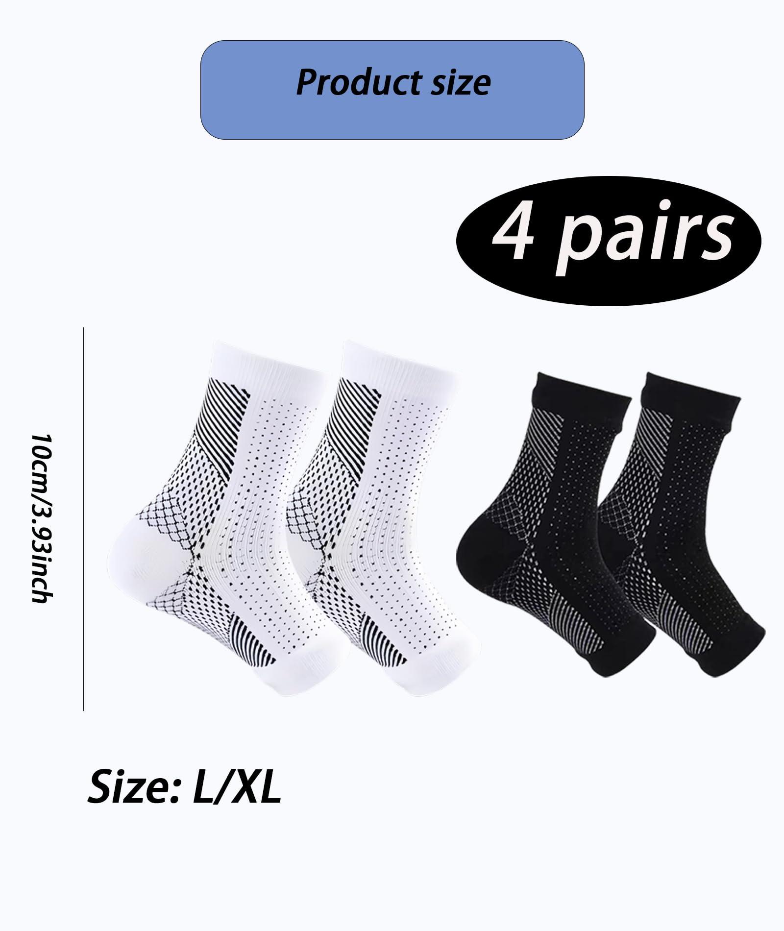 NUDFSY 4 Pair Compression Socks for Women, Compression Socks for Men, Open Toe Neuropathy Pain Relief Socks Neuropathy Socks, Pain Relief Socks Bamboo Compression Socks, Neuro Socks For Heel Pain Relief, Ankle Support & Plantar Fasciitis