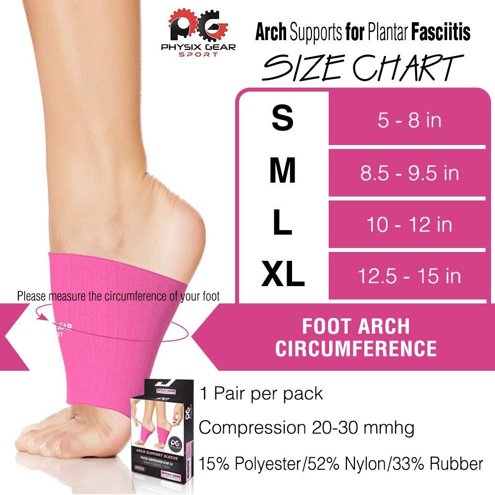 Physix Gear Sport Physix Gear Arch Supports for Plantar Fasciitis - Best Foot Sleeve for Foot Arch Support & Arch Support Brace - Unisex Arch Support Sleeve - Compression Arch Sleeves, Foot Arch Supports Pink S
