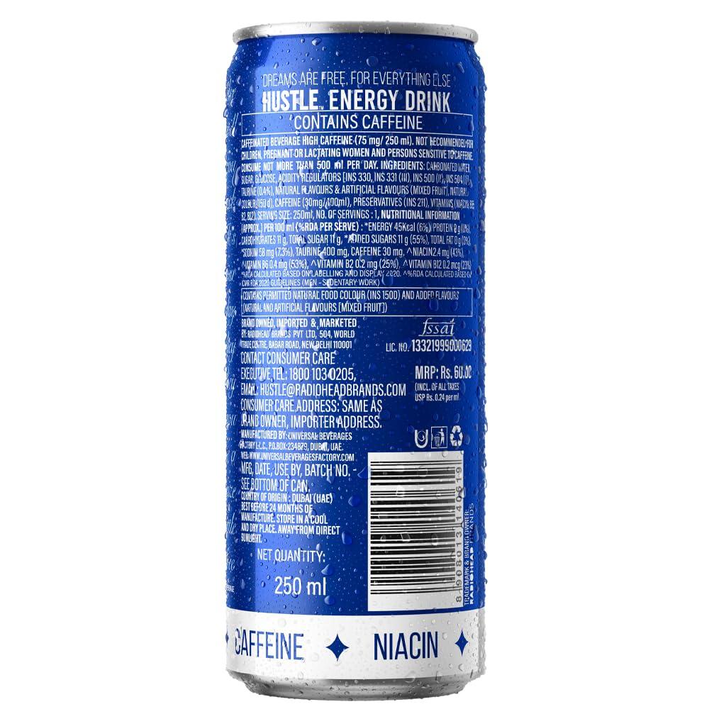 HUSTLE MODE ON HUSTLE MODE ON Hustle Energy Drink Can - 250 | B2, B6, B12 Vitamins | Energizing Beverage - Pack Of 4 - Mixed Fruit