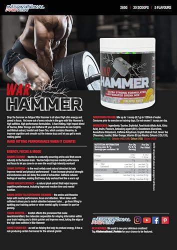 International Protein International Protein War Hammer Pre Workout Dietary Supplement, 30 Servings (Peach Orange)