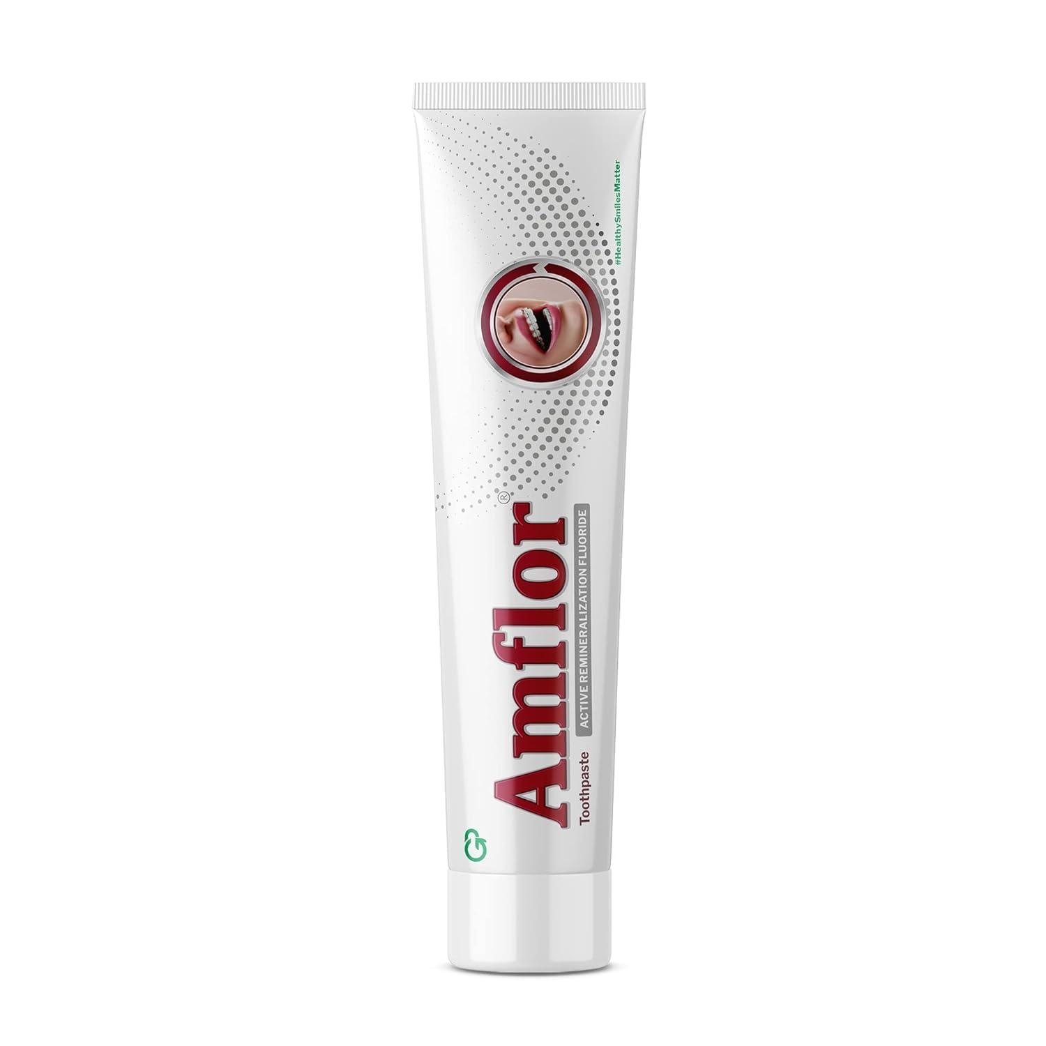 AMFLOR Amflor Toothpaste for Braces | Prevents Cavities & White Spot Lesions | Organic Amine Fluoride for Enamel Remineralization| Mint Flavour Orthodontic Toothpaste | Pack of 6 (70 g per pack)