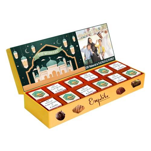 Expelite Customised Eid Mubarak Dry Fruits Chocolate gift 12 pieces - Gift for Friends Family