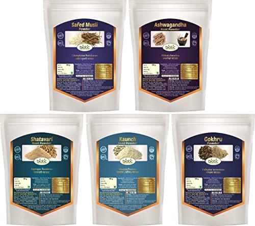 Biotic Biotic Safed Musli, Ashwagandha, Shatavari, Kaunch Seed and Gokhru Powder - 500g (100g each)