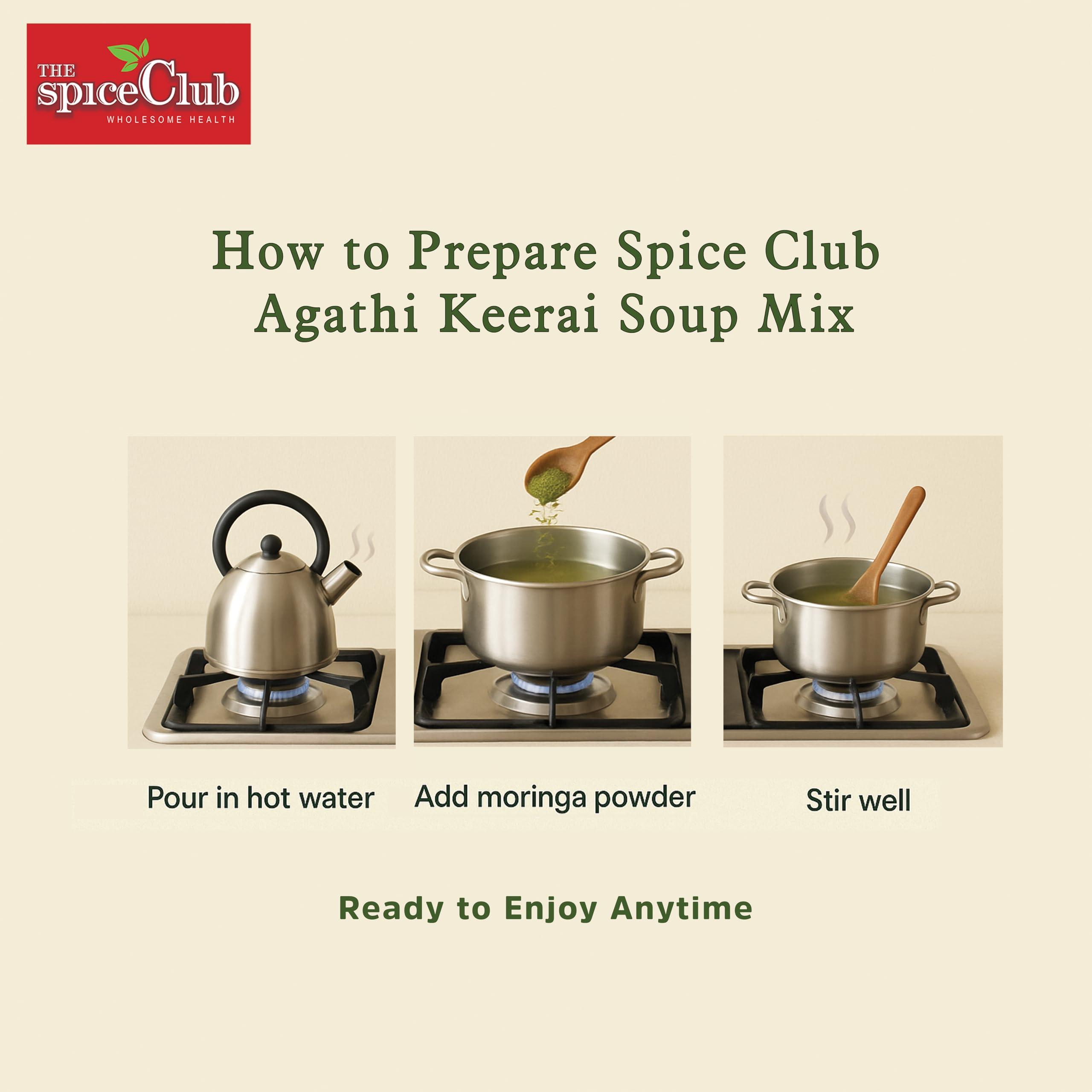 The Spice Club Agathi Keerai / August Tree Leaves Soup Mix - 100g - Delicious, Low Fat, Protein Rich, Super Fast, Make in just 5 minutes