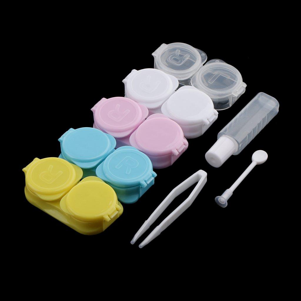 MERISHOPP MERISHOPP 5 Piece Clear Contact Lens Case Set Travel Cleaner Washer Holder Storage Box
