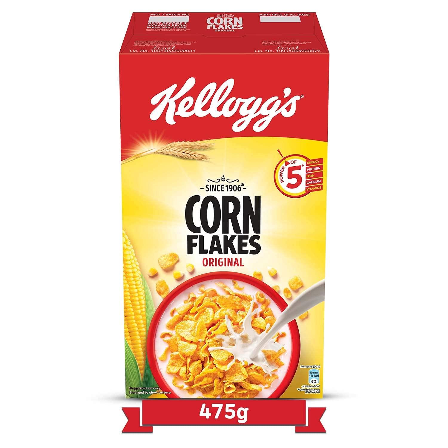 Kellogg\'s Kellogg\'s Corn Flakes Original, High in Iron, High in B Group Vitamins, Breakfast Cereals, 475g Pack & All Bran Wheat Flakes, 440g