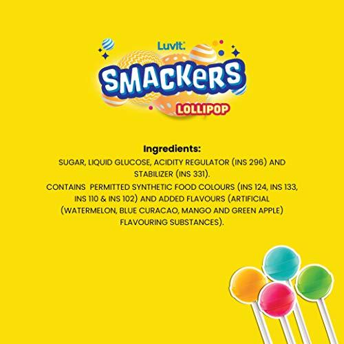 LuvIt. LuvIt. Smackers Fruit and Chocolate Flavoured Lollipops Pack Combo , 576g - Pack of 6