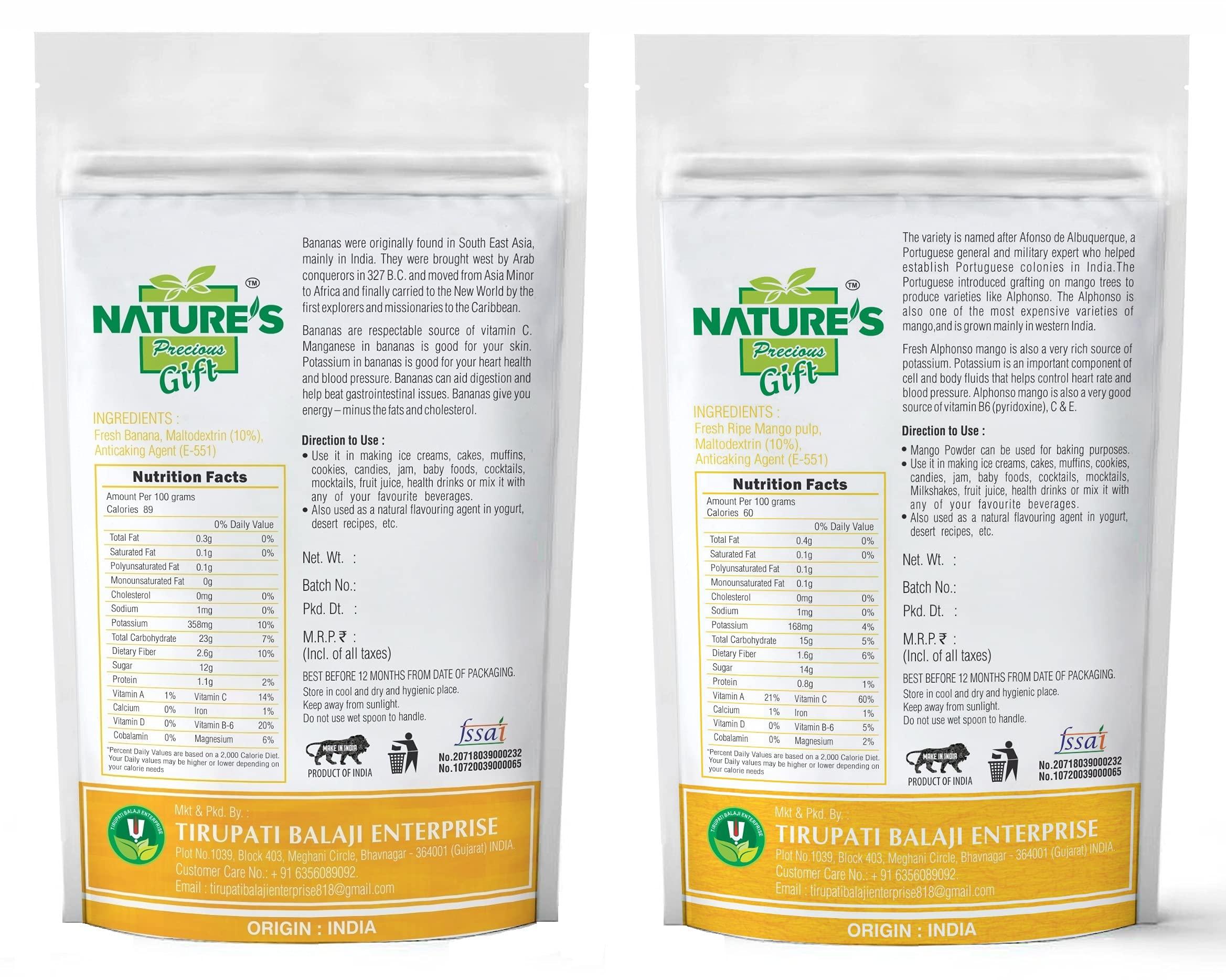 NATURE'S GIFT - FOR THOSE WHO CARE'S NATURE\'S GIFT - FOR THOSE WHO CARE\'S Banana Powder & Mango Fruit Powder -100 GM Each (Super Saver Combo Pack)