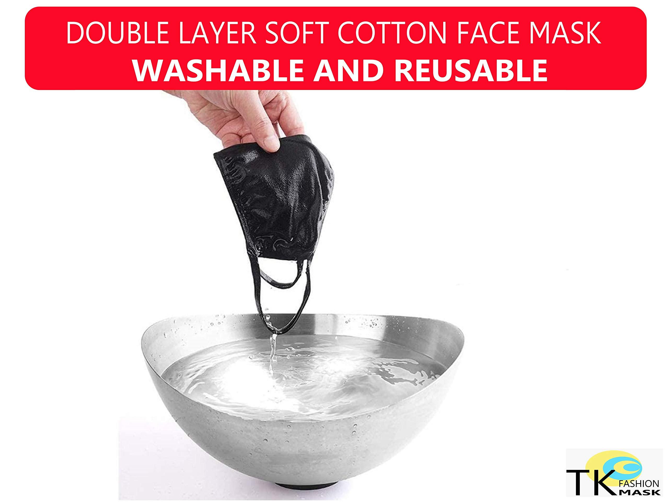 TK FASHION MASK Black Face Mask Soft Cotton Comfortable Washable Reusable Breathable Stretchable (10 Pieces)