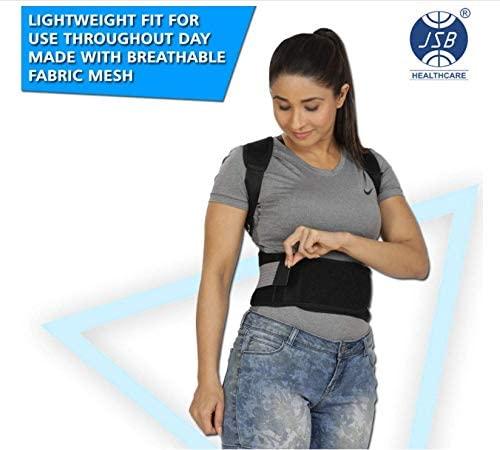 JSB JSB BS63 Back Posture Corrector Belt for Men & Women Lightweight Daily Use Shoulder Pain Relief Support Brace (XXL) (Black)