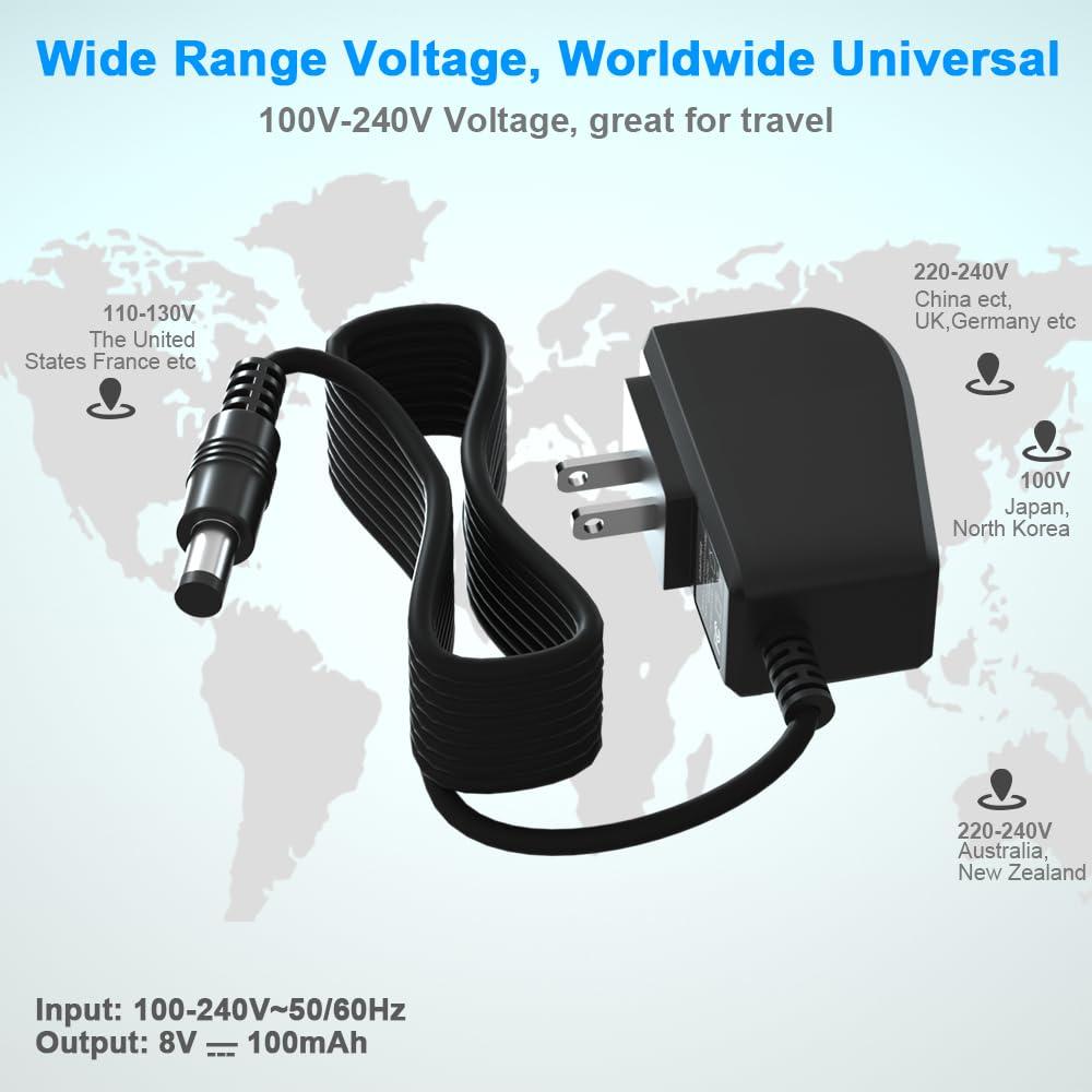 HYGAMOCC 8V 100mA Quick Charger for Philips Norelco HQ840 Multigroom Series MG3750 MG3750/50 MG3750/10 MG3750/60 MG3760 MG3760/50 Trimmer Adapter Power Supply Cord for Philips