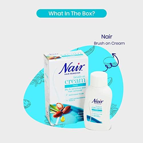 Nair Nair Hair Removal Facial Brush On Cream 50ml || For Dry & Sensitive Skin with Argan Oil