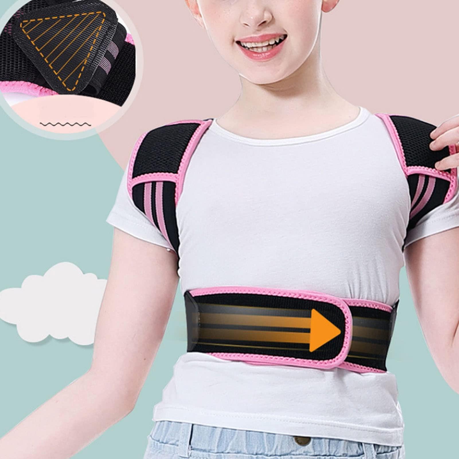 FOFY Posture Corrector, Back Straightener Easy Wearing Extended Shoulder Strap for Girl (Pink)