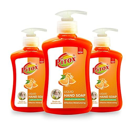 Pitox Pitox liquid Hand Soap (Pack of 3-200ml each) | Moisturizing Hand Wash | Soft on Hands