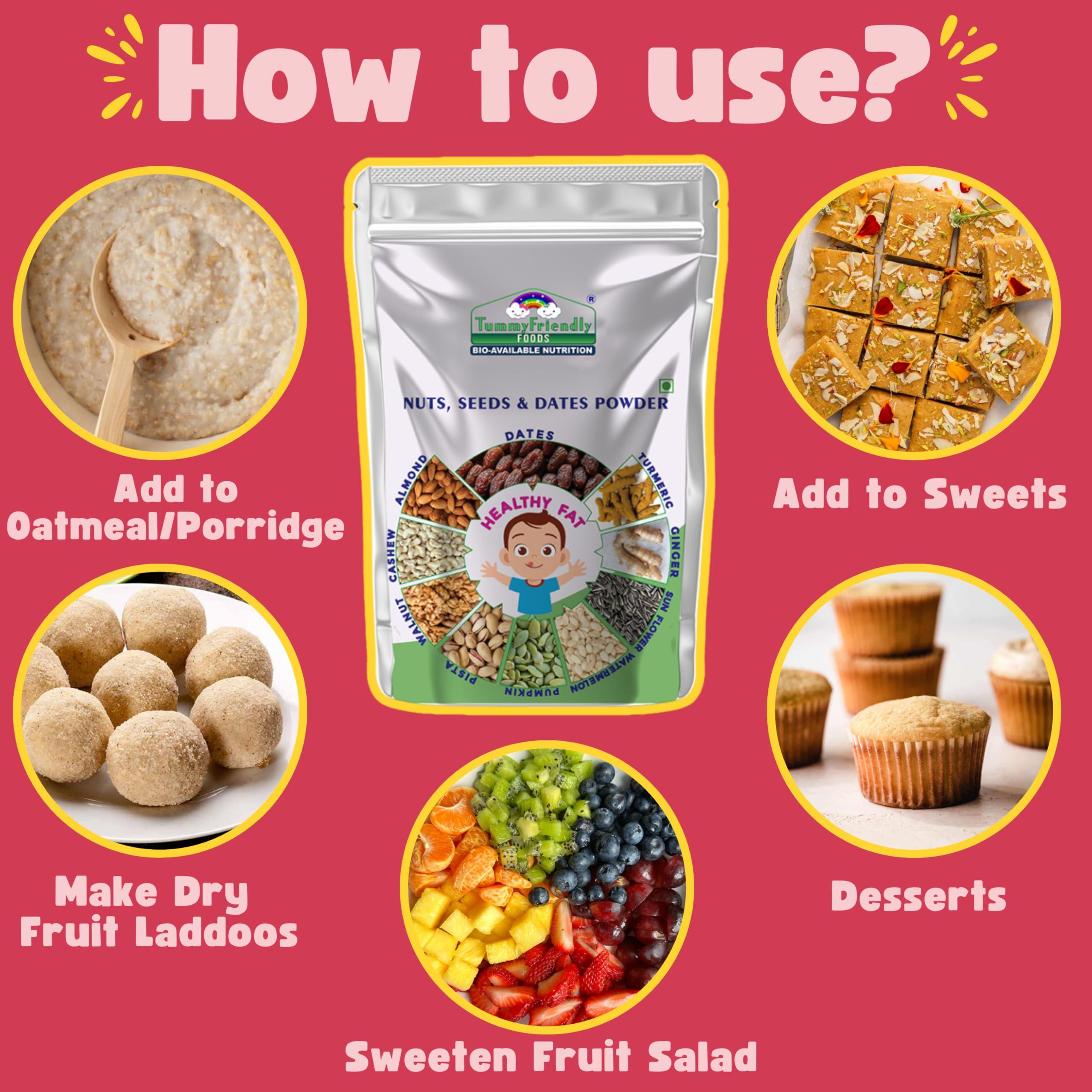 Happy Tumms Tummy Friendly Foods Premium Nuts Seeds and Dates Powder | Organic Dry Fruit Powder For Baby Kids | Dry Nuts Powder For Babies Kids and Adults | No Hidden Sugar | Immunity Booster | No Additives | 200g