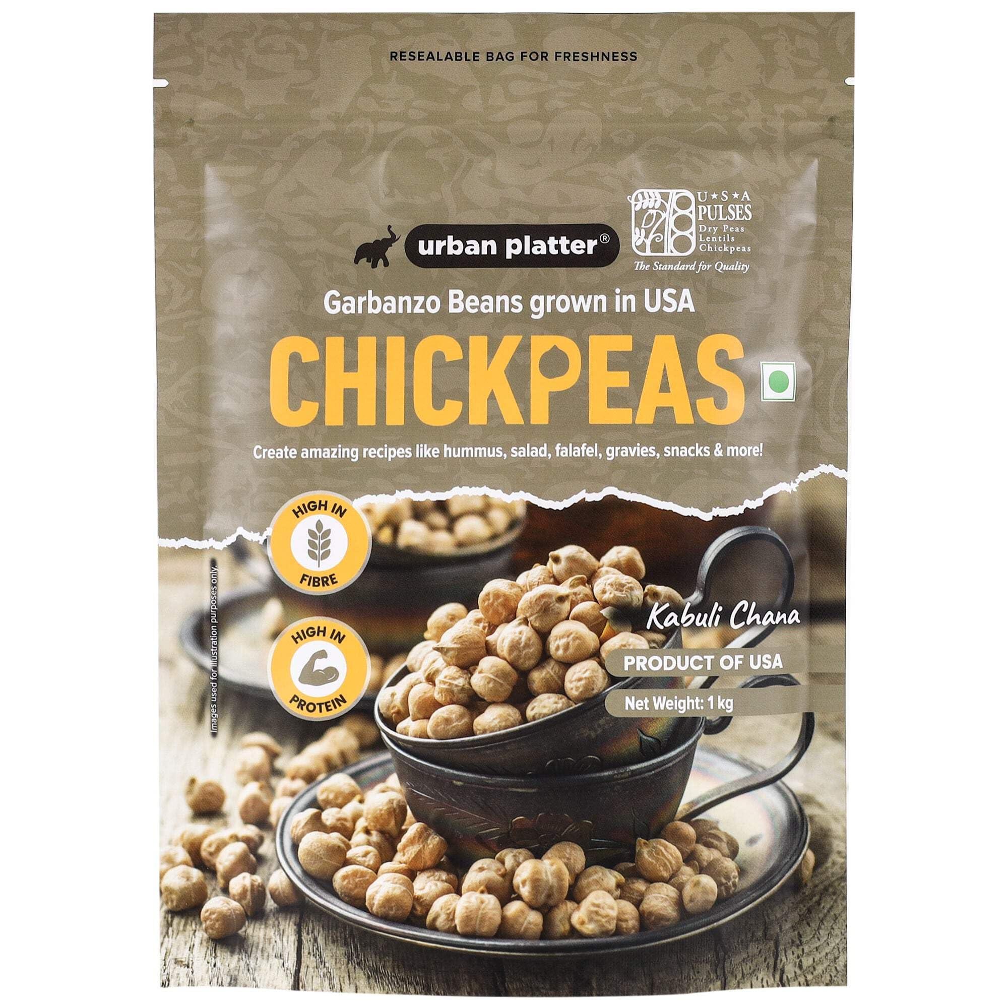 urban platter Urban Platter USA Chickpeas, 1kg (Kabuli Chana | Garbanzo Beans | High in Fibre & Protein)