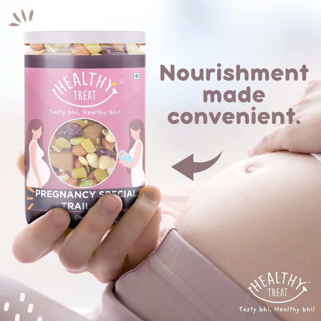 Healthy Treat Pregnancy Special Trail Mix 250g | Nutritional Snack for Moms | 6+ Varieties like Almond, Cashew, Hazelnut, Dried Mango, Dried Apricot, Roasted Pumpkin Seed | Pregnancy food for women | Healthy Nutritious Pregnancy Snacks