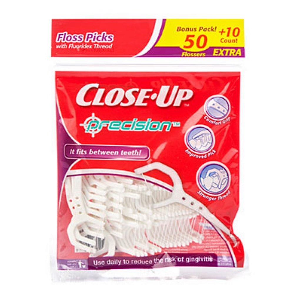 Closeup Close-Up Precision Floss Picks w/ Flouridex Thread, 60 Count, Pack of 2 (120 Flossers)
