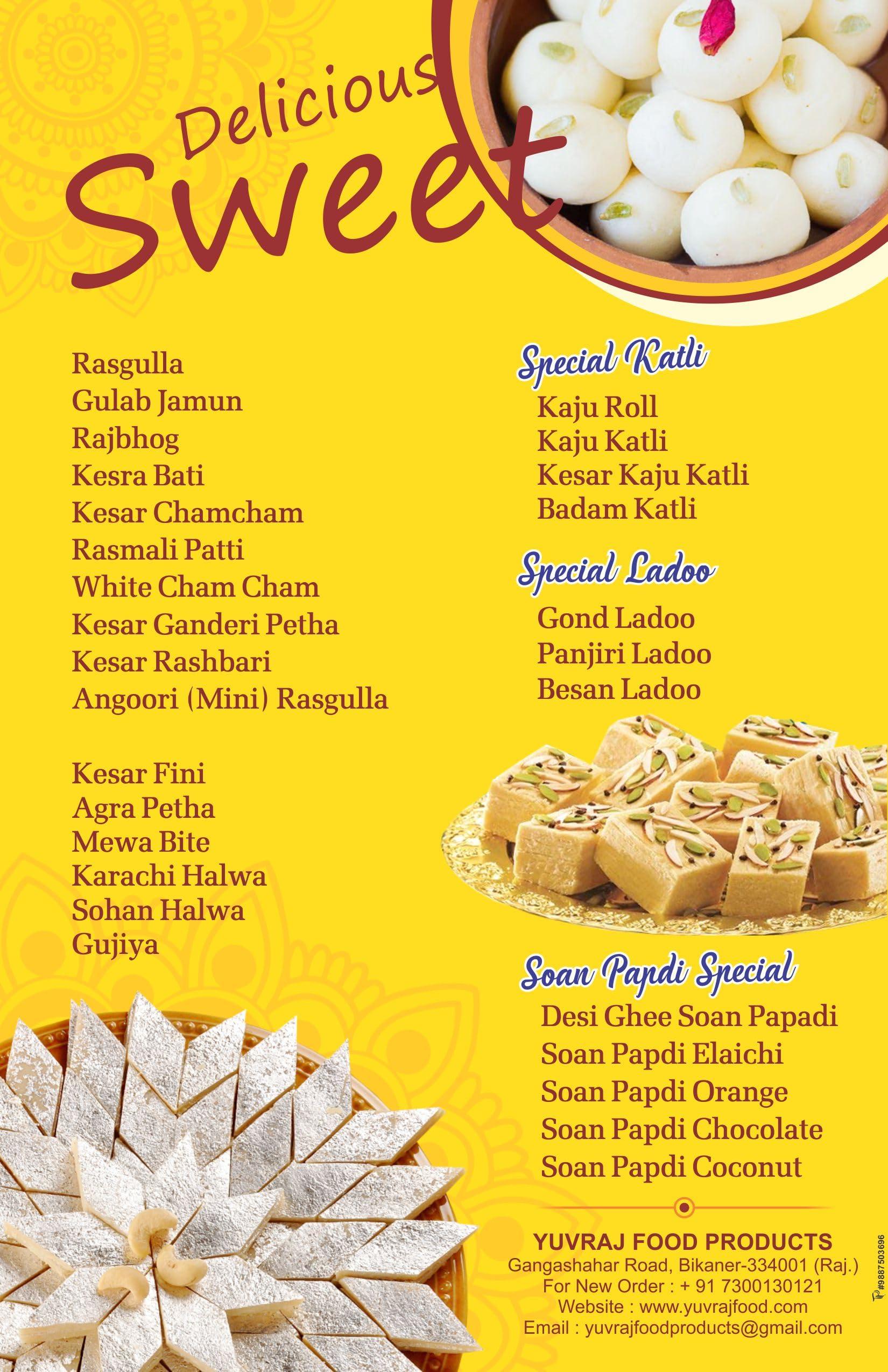 Yuvraj Food Product Yuvraj Food Product Rasgulla (Rasogoola) Bikaneri Sweets diwali Festival combo Pack of 2 (1 kg X 2) tin gift pack