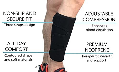FAVIO FAVIO Adjustable Calf Shin Brace Splint Support for Pain Relief from Calf Injury, Shin Splints Treatment, Sprains, Running, Sports, Recovery Calf Sleeve for Men and Women Pain Relief (Black)