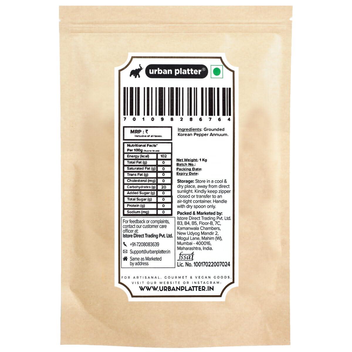 urban platter Urban Platter Korean Gochugaru Hot Pepper Powder 1Kg [Coarse ground Korean Dried Chilli Peppers | Smoky & Spicy| Use for Kimchi and other Korean Dishes]