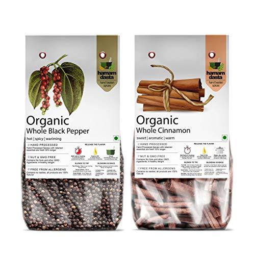 HamamDasta HamamDasta? Black Pepper Kali Mirchi 200gm & Cinnamon Sticks Dalchini Daal chini 200gm Spices Combo Pack (Pack of 2: 200gm X 2)