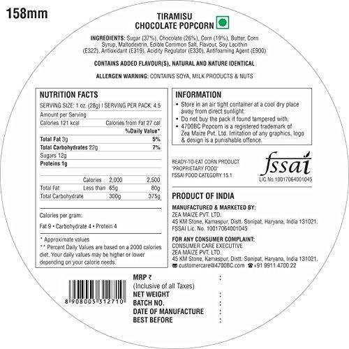 4700BC 4700 BC Tiramisu Popcornand Himalayan Salt Caramel Popcorn,125g + 110g