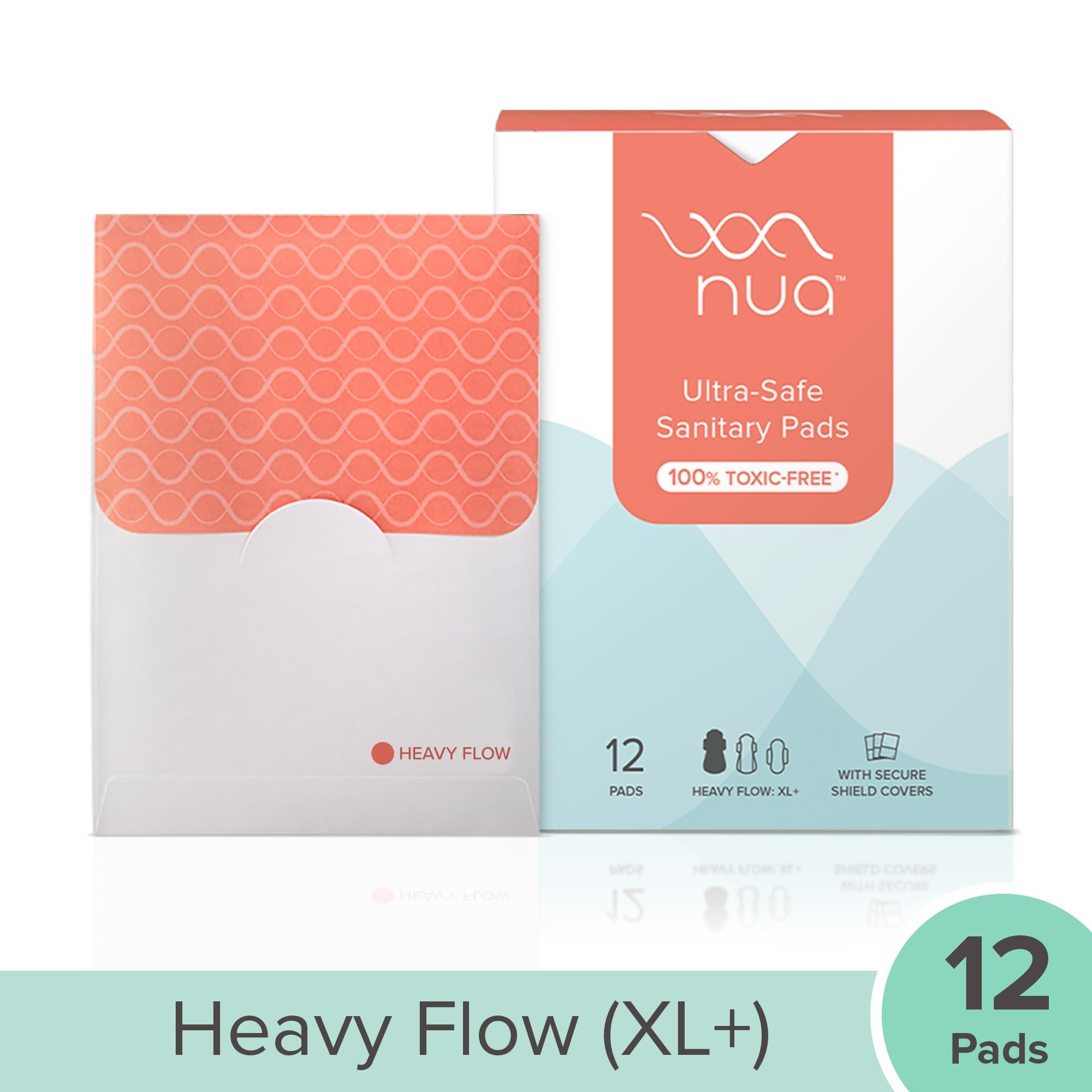 Nua Nua Sanitary Pads For Women | Safe on Skin | Toxic-Free & Rash-Free | Unscented | 12 Ultra Thin Pads | Heavy Flow-XL+| 50% Wider Back| Leakproof | With 12 Paper Disposal Pouches| Made Safe x Pack of 3
