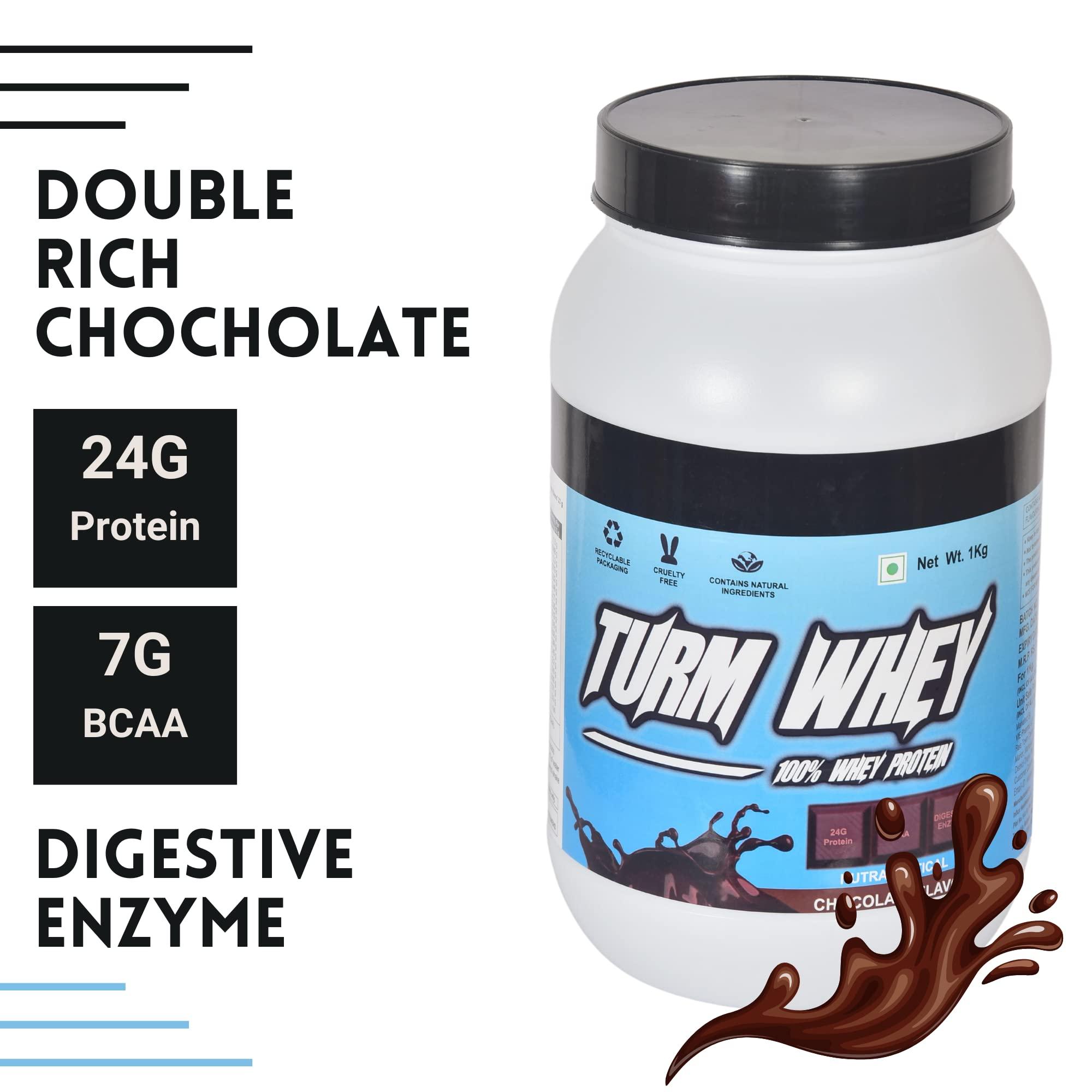 Turm Whey Turm Whey Performance Whey Protein - Concentrate 80% - 1 kg / 2.2 lbs | 24 g Protein Per Scoop with Fast Digestion | Lab Tested (Chocolate)