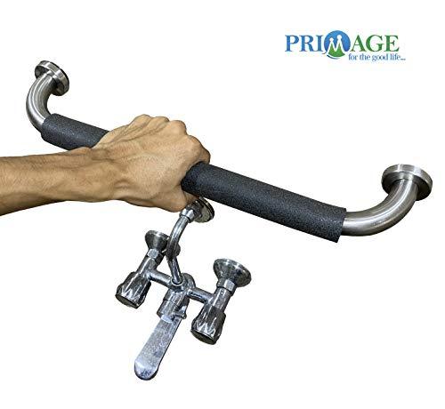 Primage - for the good life Primage - for the good life Stainless Steel Bathroom Safety Grab Bar with Anti-Slip Grip (12 Inch Length, 1.5 Inch Diameter)
