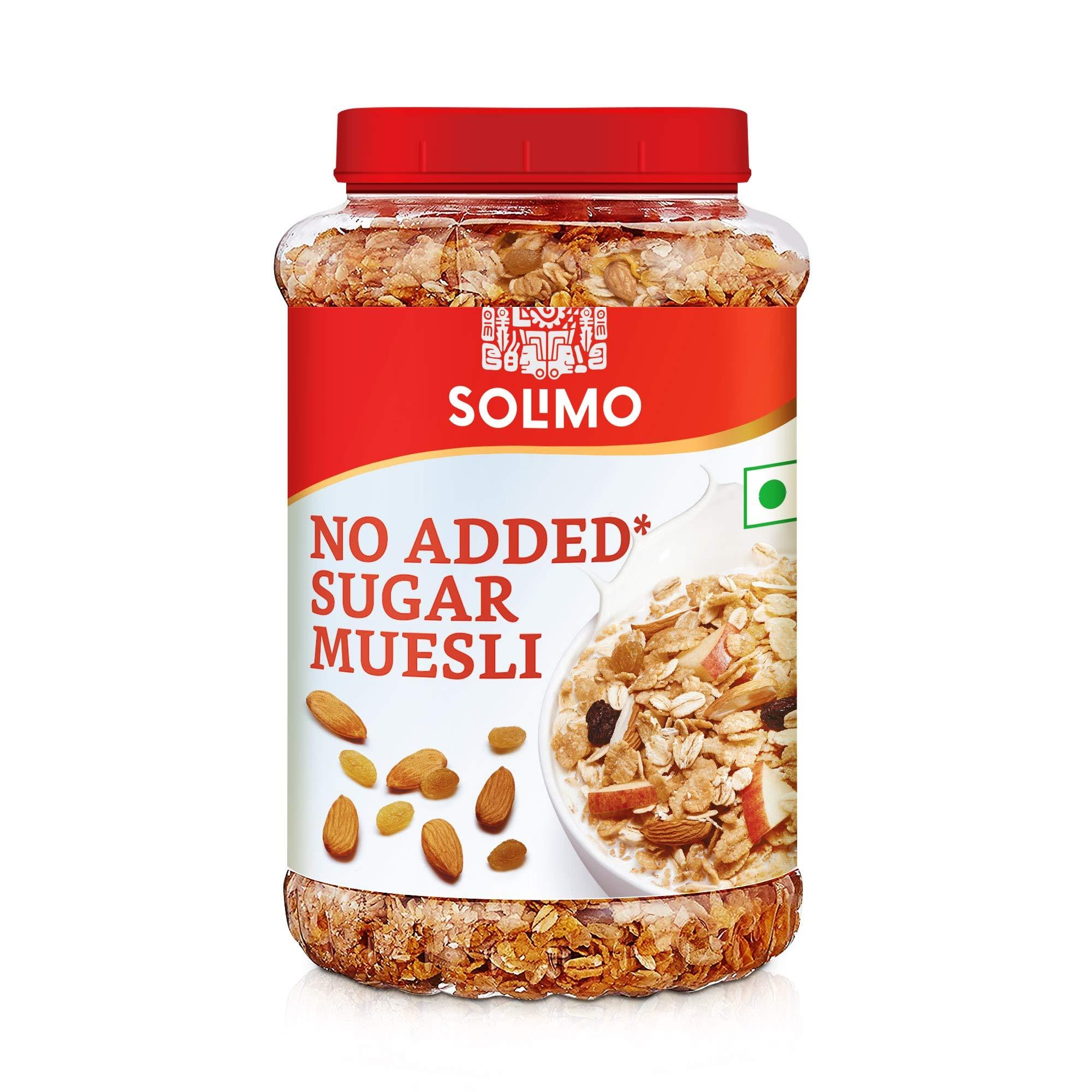 Amazon Brand - Solimo Amazon Brand Solimo - Fruit and Nut Muesli 1kg & Amazon Brand - Solimo No Sugar Muesli 1kg