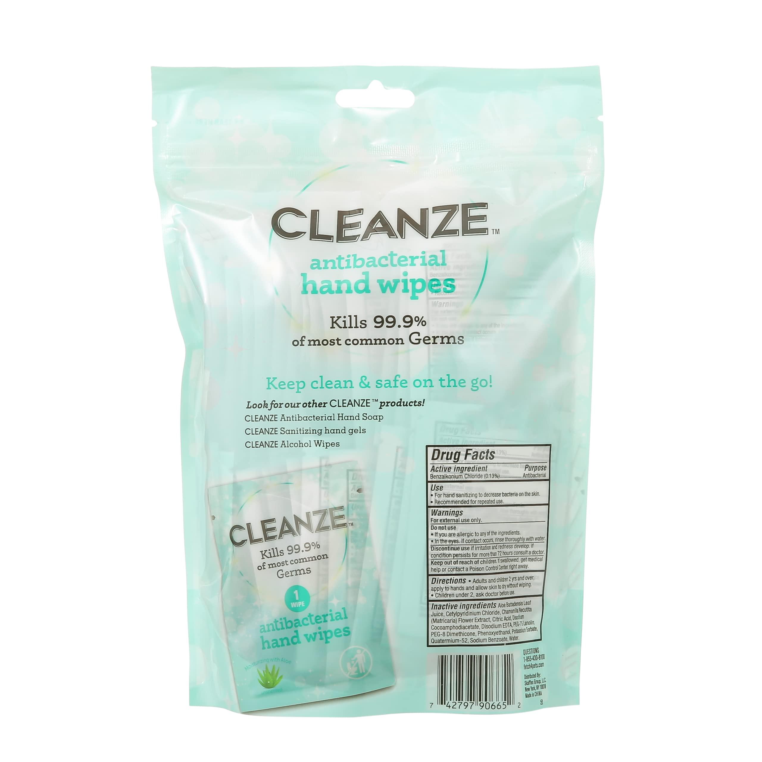 Cleanze Cleanze Antibacterial Hand Sanitizing Hand Wipes | Individual Hand Wipe Packets, 50 Unscented Disinfecting Hand Sanitizer Wipes with Aloe | Travel Hand Sanitizer Wipes Kill 99.9% of Germs