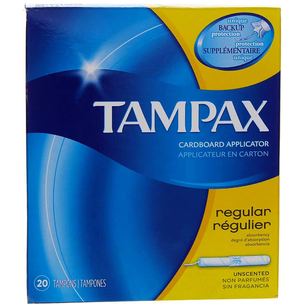 Tampax Tampax Cardboard Applicator Tampons, Regular Absorbency - 20 Count