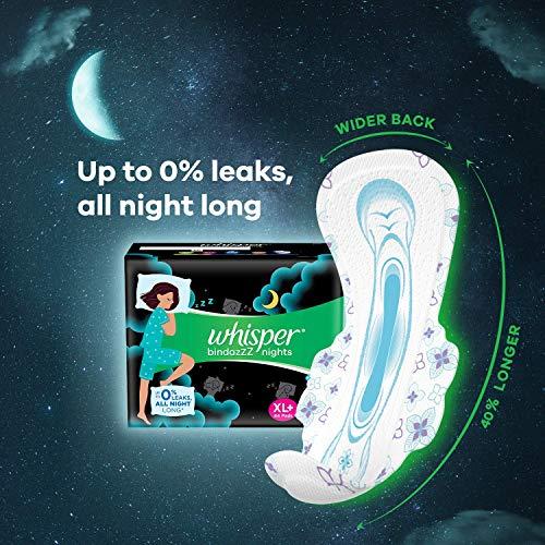 Whisper Whisper Ultra Clean Sanitary Pads For Women, X-Large +, Pack of 50 Napkins + Whisper Bindazzz Nights Sanitary Pads, XX-Large+, Pack of 16 Napkins