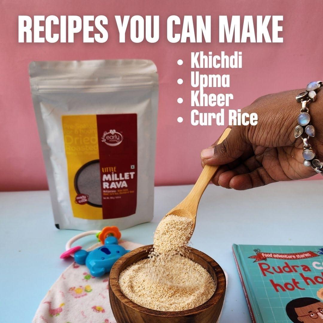 Early Foods Early Foods : Assorted Pack of 2 - Little Millet & Khapli Wheat Rava | Ready-to-Cook Millet Rava | Instant Breakfast Mix | Instant Millet Sooji | Roasted Millet Rava | Millet Idli Rava |