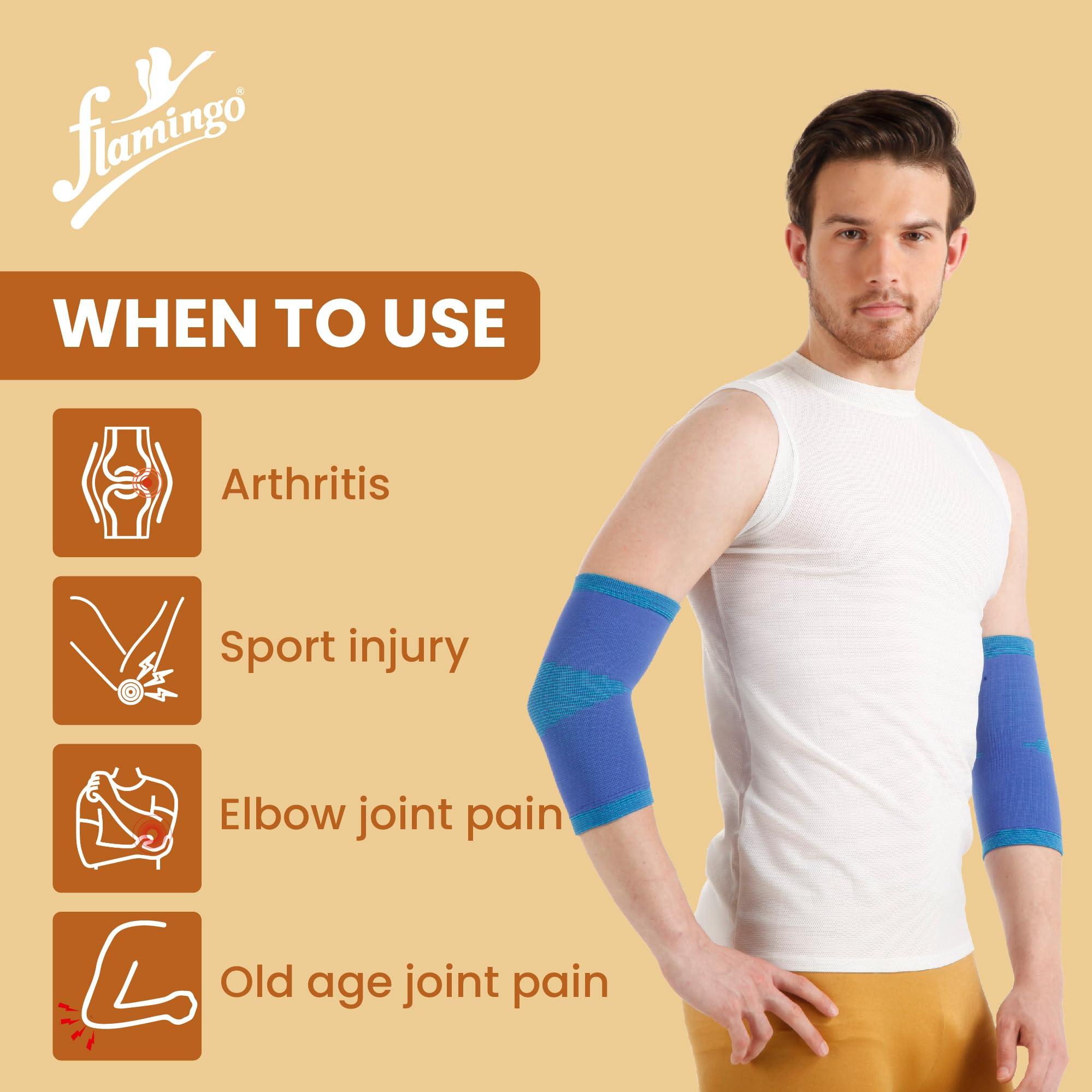 Flamingo Flamingo Premium Elbow Support Regular for gym,Pain Relief, Tennis, Volleyball, Cricket | Elbow Compression Sleeves for Men & Women (Pair) | Color-Blue | Size-XL
