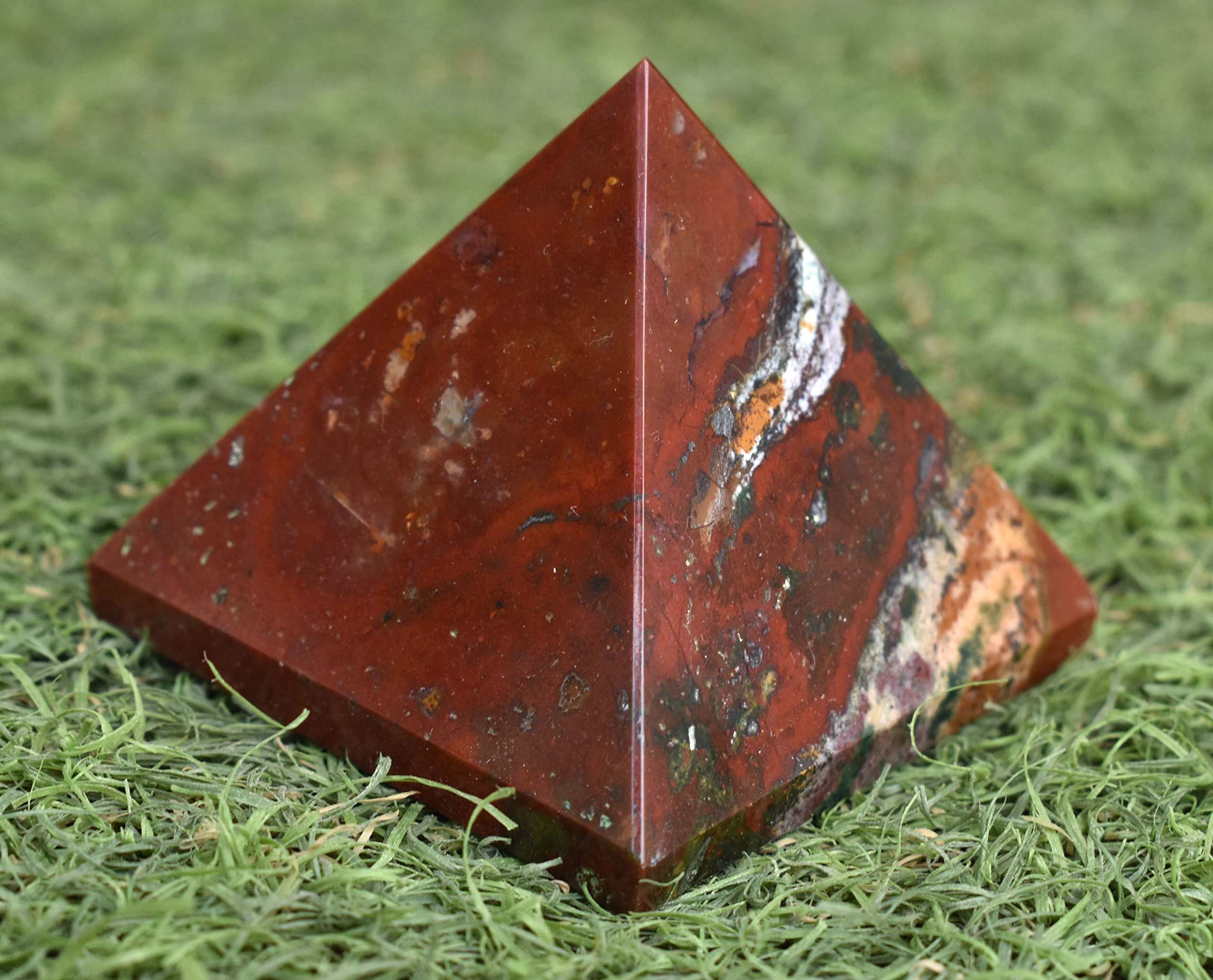 Pyramid Tatva Pyramid Tatva - Bloodstone (Heliotrope) Pyramid Energy Home Dcor Natural Vastu Healing Crystal Reiki Chakra Stone 2-2.5 inch wt - 170-220gm