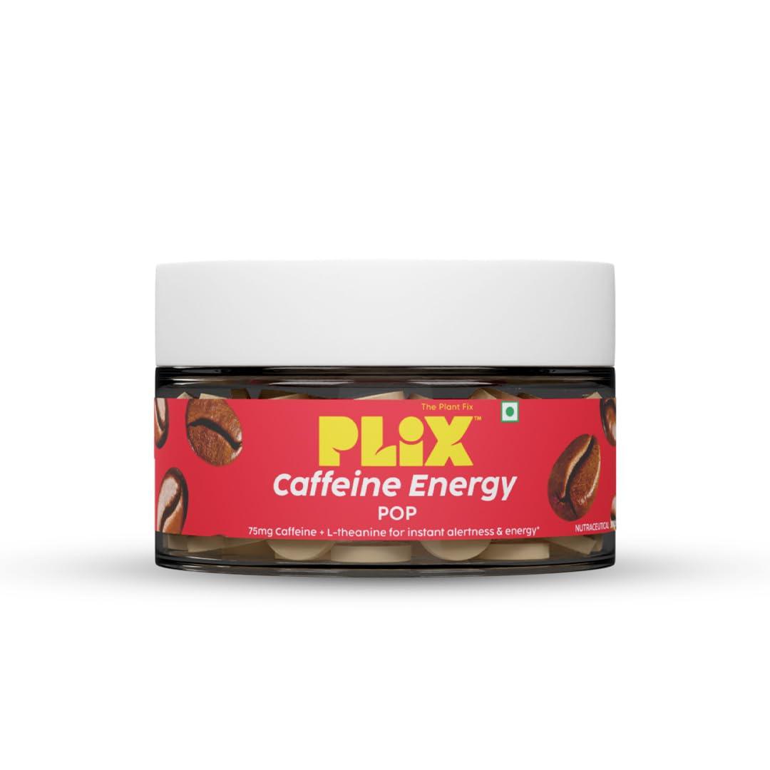 PLIX - THE PLANT FIX PLIX - THE PLANT FIX Pre Workout Caffeine Energy Oral Dissolving Tablets | Helps with Energy & Focus | With Caffeine and L-Theanine | Pack of 15 Effervescent Mints